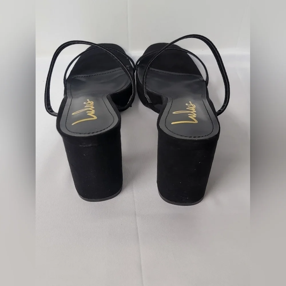 Lulus Rimona Black Suede High Heel Slide Sandals Womens Size 10 New